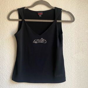 Vintage Y2K Easyriders Women's Tank Top Rhinestone Motorcycle Black